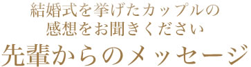 結婚式を挙げたカップルの感想をお聞きください先輩からのメッセージ